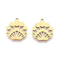 Настоящее золото 18K 201 подвески из нержавеющей стали, вентилятор, лазерная резка, ионное покрытие (ip), реальный 18 k позолоченный, 17.5x15x1 мм, отверстие : 1.2 мм