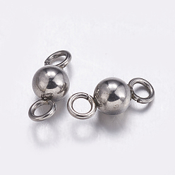 Stainless Steel Color 304 Stainless Steel Links connectors, Round, Stainless Steel Color, 9.5x4mm, Hole: 2mm