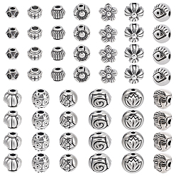 Mixed Shapes 200 шт 13 стили бусины из сплава в тибетском стиле, античное серебро, разнообразные, 4.8~8.5x3.3~8 мм, отверстие : 1.2~2 мм