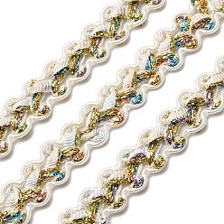 Золотистый Филигранная кружевная отделка из полиэстера, волнистая обрезка для украшения домашнего текстиля, золотые, 1/2 дюйм (12 мм), около 80.00~90.00 ярдов (73.15~82.296 м) / рулон