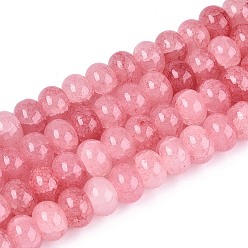 Светло-Коралловый Выпечки нарисованные потрескивание стеклянные бусины пряди, рондель, свет коралловый, 10~10.5x7~7.5 мм, отверстие : 1~1.5 мм, около 103~109 шт / нитка, 29.13~31.10 дюйм (74~79 см)