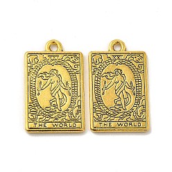 Античное Золото Стойки подвески обшивки сплава, без кадмия, без никеля и без свинца, Таро прелести, мир xxi, 23x14x1.5 мм, отверстие : 1.8 мм