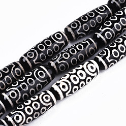 16-Eye Тибетского стиля DZI бисер нитей, естественно агат рисовые шарики, колонка, 16 -eye, 29~30.5x11 мм, отверстие : 1.5 мм, около 10 шт / нитка, 11.54 дюйм ~ 11.69 дюйм (29.3 см ~ 29.3 см)