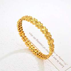 Настоящее золото 18K Цветочные браслеты с шарнирами из латуни для женщин, реальный 18 k позолоченный, внутренний диаметр: 2-3/8 дюйм (6 см)