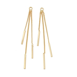 Настоящее золото 18K Латунные большие кулоны, подвески-кисточки, реальный 18 k позолоченный, 52x2x1 мм, отверстие : 1.6 мм