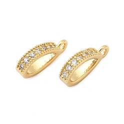 Настоящее золото 18K Латунные микро проложить четкие кубического циркония кулон поручительств, реальный 18 k позолоченный, 16x3x9 мм, отверстие : 1.8 мм