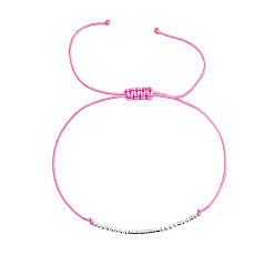 Pink Стеклянные бусины плетеные браслеты из бисера, Регулируемые браслеты из плетеного нейлонового шнура для женщин, колонка, розовые, 11.02 дюйм (28 см)