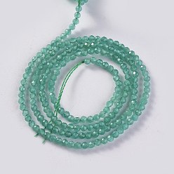 Light Sea Green Glass Beads Strands, Faceted, Round, Light Sea Green, 2x2mm, Hole: 0.4mm, about 193~197pcs/strand, 14.17 inch~15.51 inch(36~39.4cm)