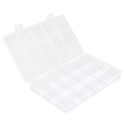 Прозрачный 1Контейнеры для хранения гранул из полипропилена (ПП), 15 отделения для ящиков-органайзеров, прямоугольник с крышкой, прозрачные, 15.8x9.6x1.7 см, отверстие : 13x6 мм, Отсек: 3x3 см