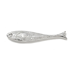 Stainless Steel Color 304 Stainless Steel Pendants, Fish with Eye Charms, Stainless Steel Color, 36.5x7.5x3mm, Hole: 1.6mm