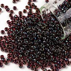 (400) Black Lined Dark Ruby Luster Круглые бусины toho, японский бисер, (400) темно-рубиновый блеск с черной подкладкой, 8/0, 3 мм, отверстие : 1 мм, Около 222 шт / 10 г