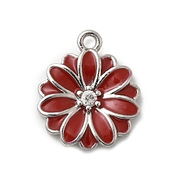 Красный Латунные микро проложить кубического циркония подвески, , с эмалью, без кадмия и без свинца, стойки покрытие, долговечный, платина, красные, 12x10x2 мм, отверстие : 1 мм