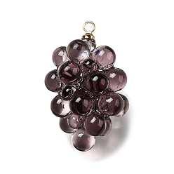 Розово-Коричневый Подвески из акрила из виноградной латуни, без свинца и без кадмия, стойки покрытие, долговечный, золотые, розово-коричневый, 26.5x16.5x16.5 мм, отверстие : 1.6 мм