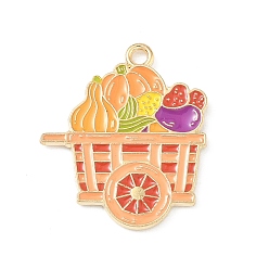Другие Подвески из сплава с эмалью ко дню благодарения, золотые, Корзина, 25.5x22x1.5 мм, отверстие : 1.8 мм
