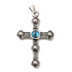 Cross Тема глаз 304 подвески из нержавеющей стали, со стеклом, крестик, 64x41.5x8.5 мм, отверстие : 7x4 мм