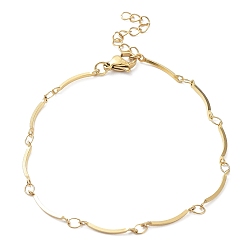 Золотой Ионное покрытие (IP) 304 браслеты-цепочки из нержавеющей стали с изогнутыми звеньями, золотые, 7-1/4 дюйм (18.5 см)