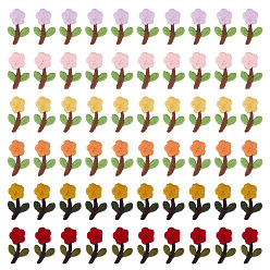 (52) Непрозрачная лаванда 60шт 6 цвета полиэстер цветы, швейные принадлежности для украшения своими руками, разноцветные, 27x18x2 мм, 10 шт / цвет