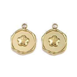 Золотой 304 подвески из нержавеющей стали, плоский круглый со звездными подвесками, ионное покрытие (ip), золотые, 16x12.5x3 мм, отверстие : 1.8 мм