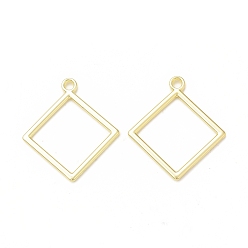 Light Gold Rack Plating Alloy Rhombus Open Back Bezel Pendants, For DIY UV Resin, Epoxy Resin, Pressed Flower Jewelry,  Cadmium Free & Nickel Free & Lead Free , Light Gold, 31x27.5x1.5mm, Hole: 2mm