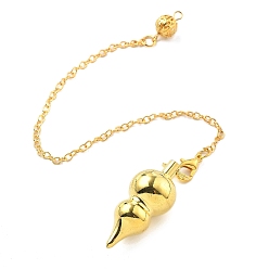 Золотой Латунный маятник для биолокации большие заостренные тыквенные подвески, с когтя омара застежками и цепи, стойки покрытие, золотые, 234 мм, отверстие : 2 мм