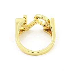 Oro Anillos de dedo de circonita cúbica transparente con micro pavé de latón con palabra Love, larga duración plateado, dorado, tamaño de EE. UU. 6 (16.5 mm)