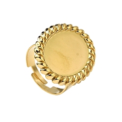 Настоящее золото 18K 304 компоненты манжетного кольца из нержавеющей стали, Настройки колодки кольцо, овальные, ионное покрытие (ip), реальный 18 k позолоченный, лоток : 20.5x15 мм, размер США 8 1/2 (18.5 мм)