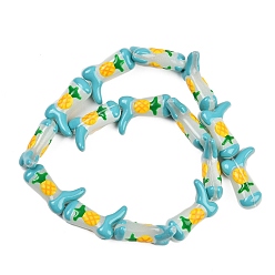 Ананас Бусины из стеклянной эмали, окрашенные в технике запекания, ананас, 23x16.5~17x7.5~8.5 мм, отверстие : 0.8~1.2 мм