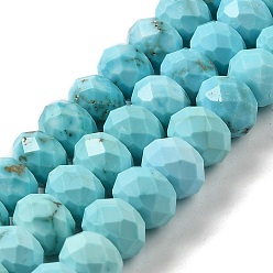 Pale Turquoise Dyed Natural Howlite Beads Strands, Faceted Rondelle, Pale Turquoise, 7.5~8x5.5mm, Hole: 1mm, about 72pcs/strand, 15.31 inch(38.9cm)