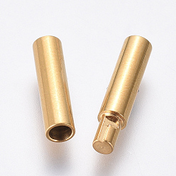 Golden 304 Stainless Steel Bayonet Clasps, Ion Plating (IP), Column, Golden, 21x3mm, Hole: 2mm