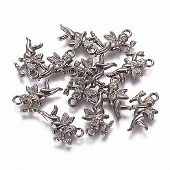 Gunmetal CCB Plastic Pendants, Cupid/Cherub, Gunmetal, 23x16x3.2mm, Hole: 2mm