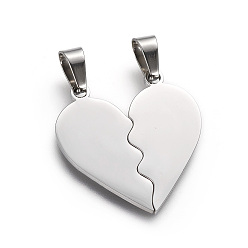 Нержавеющая Сталь Цвет Устойчивые к потускнению 304 подвески из нержавеющей стали, день Святого Валентина в стиле, Двойное сердце, цвет нержавеющей стали, 26x25.5x1.4 мм, отверстие : 4x7 мм