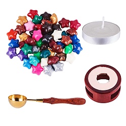 Mixed Color Wax Beads, Star, No Hole/Undrilled, Candle, Fire Wax Seal Wax Sealing Stamps Tools, Sealing Stamp Wax Spoon and Vintage Seal Stamp Wax Stick Melting Pot Holder, Mixed Color, 12mm