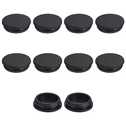 Black Plastic Plugs, Flat Round, Black, 45x13mm, Pin: 40mm