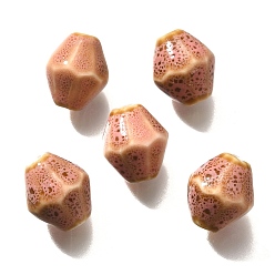 Темный Лосось Фарфоровые бусины ручной работы, ромб, темный лосось, 11.5x10 мм, отверстие : 2 мм