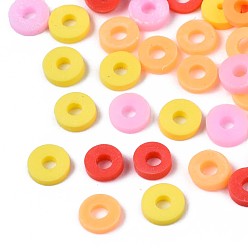 Couleur Mélangete Perles en fimo faits à la main, perles heishi, disque / plat rond, couleur mixte, 4x0.5~1.5mm, Trou: 1.5mm, environ66600 pcs / 1000 g