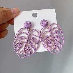 Средняя Орхидея Серьги-гвоздики из железной рафии, лист, золотой свет, с 316 штифтов из нержавеющей стали, средне орхидеи, 70x45 мм