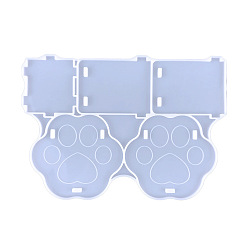 Белый Силиконовые формы для держателей ручек в форме отпечатков лап, формы для литья смолы, для уф-смолы, изготовление изделий из эпоксидной смолы, белые, 160x225x5 мм, внутренний диаметр: 80x58 мм