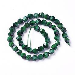 Sea Green Natural Tiger Eye Beads Strands, Dyed & Heated, Faceted Star Cut Beads, Sea Green, 7~8mm, Hole: 1mm, about 47~48pcs/strand, 15.2 inch~15.5 inch(38.5~39.5cm)
