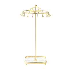 Золотой Вращающиеся подставки для ожерелий из железа с короной и подносами, органайзер для ювелирных изделий держатель для ожерелий колец браслетов, золотые, 13.5x13.5x35 см