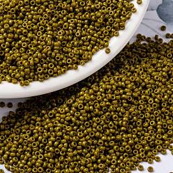 (RR4491) Дуракоат Окрашенная Непрозрачная Испанская оливковая Краска Миюки круглые бусины рокайль, японский бисер, (rr 4491) окрашенная в дюракатион непрозрачная испанская олива, 15/0, 1.5 мм, Отверстие : 0.7 мм , около 27777 шт / 50 г