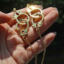 Золотой Наручники сплав панцирная цепь подвеска серьги-гвоздики, золотые, 80 мм