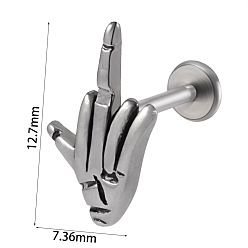 Body 304 безрезьбовая серьга-гвоздик из нержавеющей стали, козелок шпилька, плоская серьга сзади, цвет нержавеющей стали, тело, 8 мм, штифты : 1.2 мм