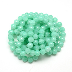 Turquoise Baking Painted Crackle Glass Bead Strands, Round, Turquoise, 4mm, Hole: 1.1~1.3mm, about 200pcs/strand, 31.4 inch