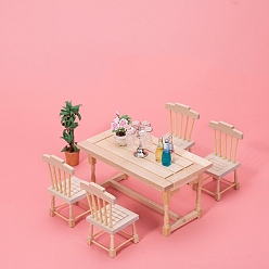 Античный Белый Наборы стульев и табуретов из дерева, миниатюрные украшения, аксессуары для кукольного домика с микро-ландшафтом, притворяясь опорными украшениями, старинный белый, 145x77x70 мм