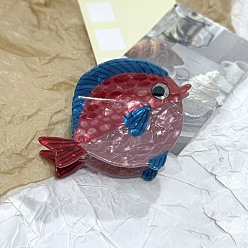 Светло-Вишневый Акриловые заколки-когти с океанской тематикой, рыба, светло-вишневый, 45x73.5x54 мм