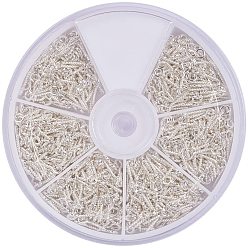 Серебро Железный винт с проушиной, за половину пробурено бисера, серебряные, 10x4x1 мм, отверстие : 2 мм