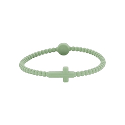 Темный Морско-зеленый Детские силиконовые эластичные браслеты с крестом для девочек и мальчиков, темно-зеленый, 7-5/8 дюйм (19.5 см)