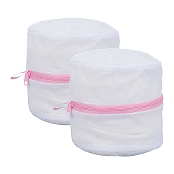 Pink 2Pcs Polyester Laundry Drawstring Bags, Dirty Garments Organizer, Column, Pink, 155x200mm, fold: 190x155x40mm