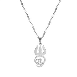 Нержавеющая Сталь Цвет 304 Мужские подвески-символы Ом из индийской нержавеющей стали, не тускнеет, цвет нержавеющей стали, 17.72 дюйм (45 см)