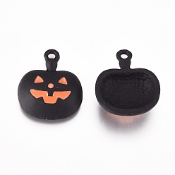 Черный Подвески из эмали и сплава, выпечка окрашены, для Хэллоуина, тыква Тыква-фонарь, чёрные, 18x15.5x5 мм, отверстие : 1.5 мм